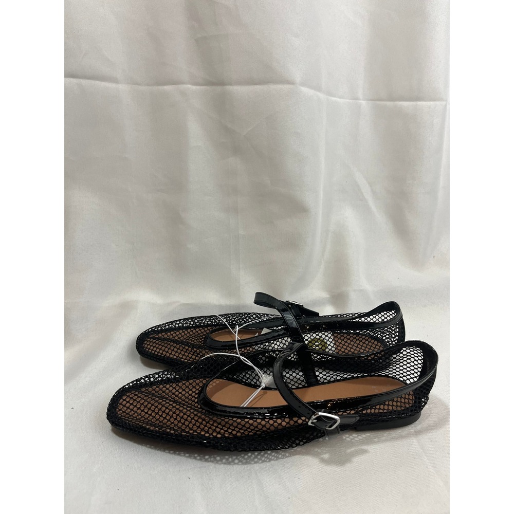 A New Day Black Mesh Mary Jane Flats Square Toe Memory Foam Size 11 NEW